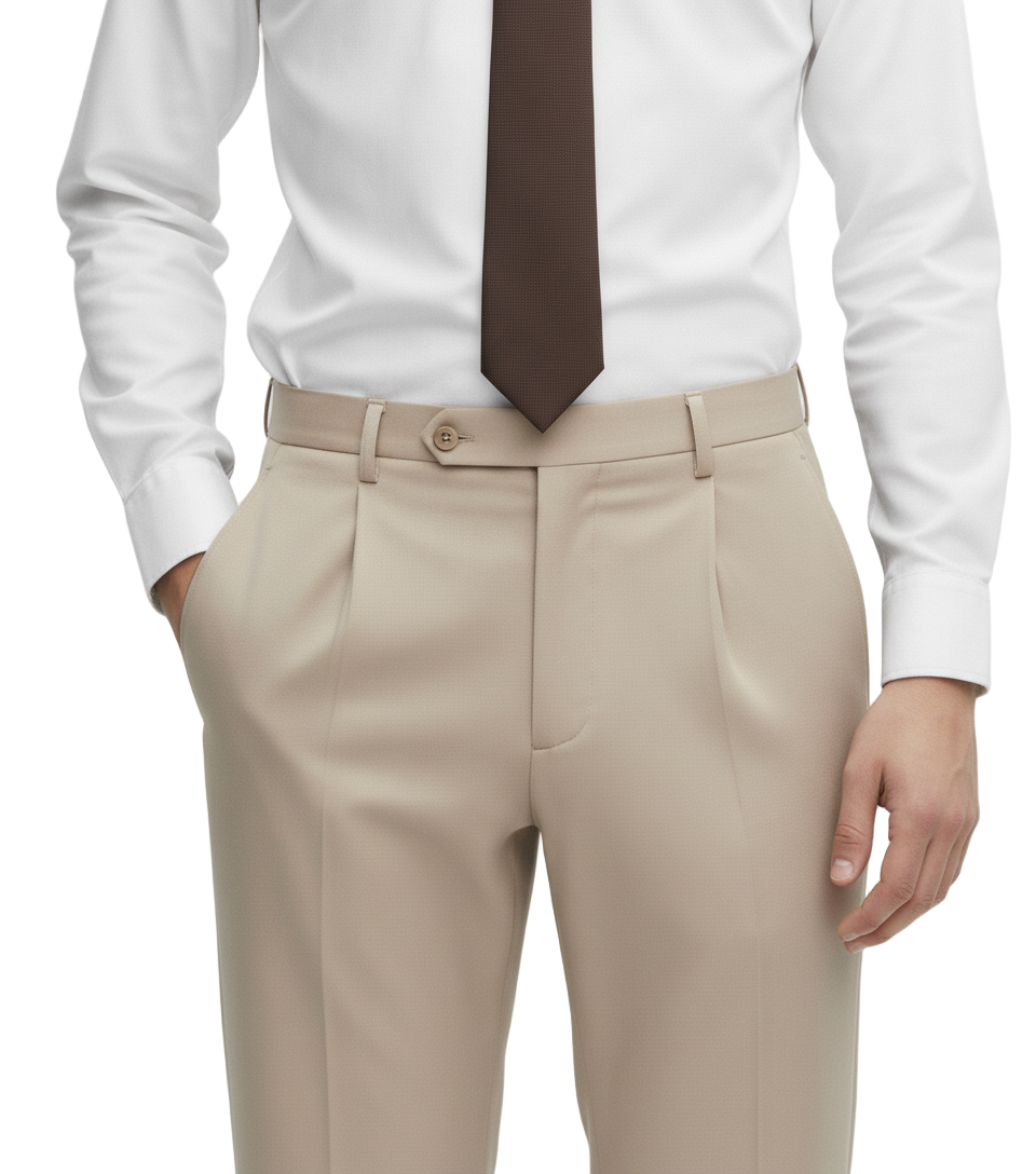 Mid-High Waist Straight Cropped British Pant