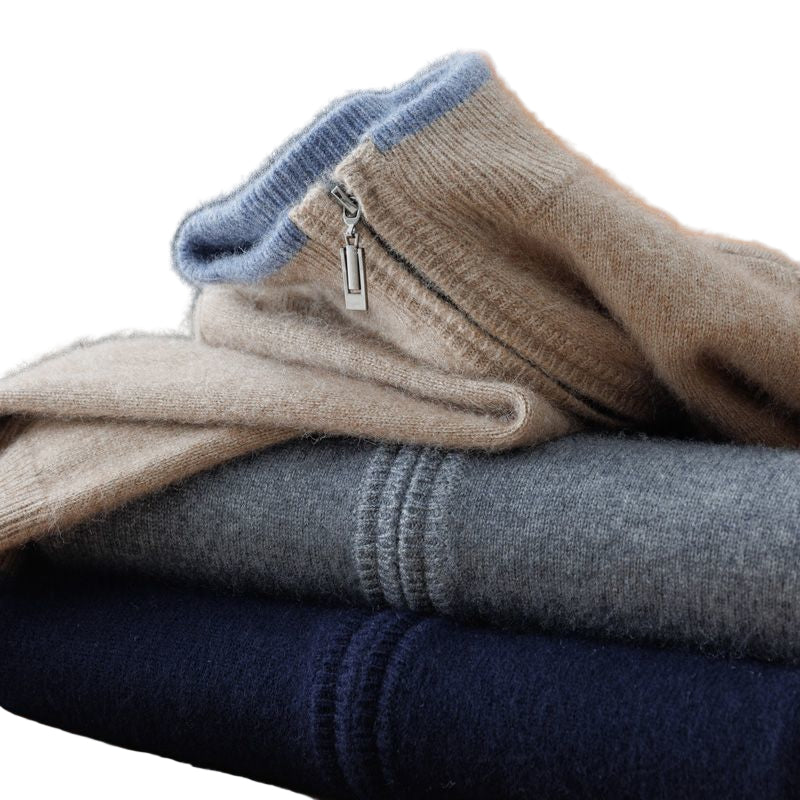 Color-Block Zipper Cardigan