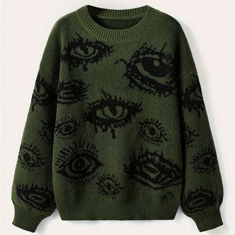 Versatile Contrast Color Knitted Sweater