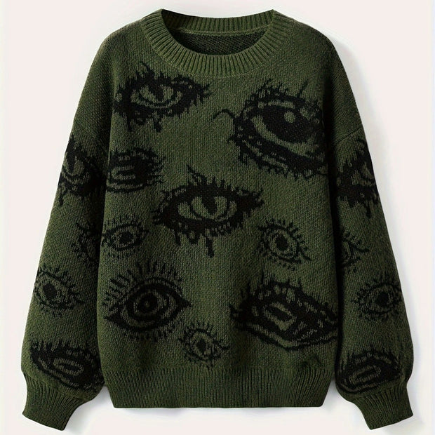 Versatile Contrast Color Knitted Sweater