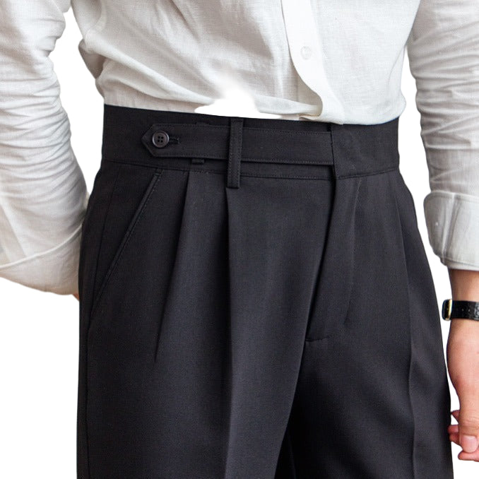 Mid-High Waist Straight Cropped British Pant