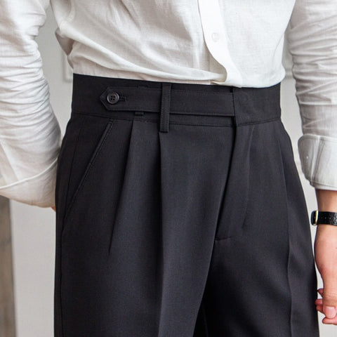 Mid-High Waist Straight Cropped British Pant