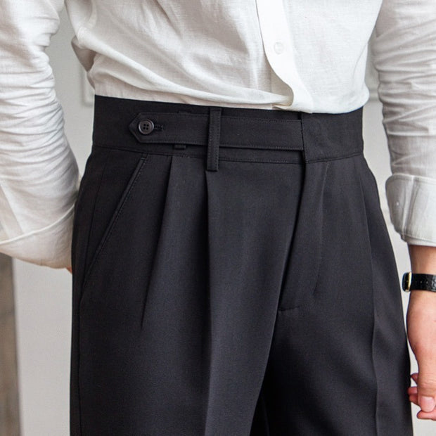 Mid-High Waist Straight Cropped British Pant