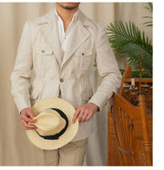 Tailored Retro Casual Linen Jacket