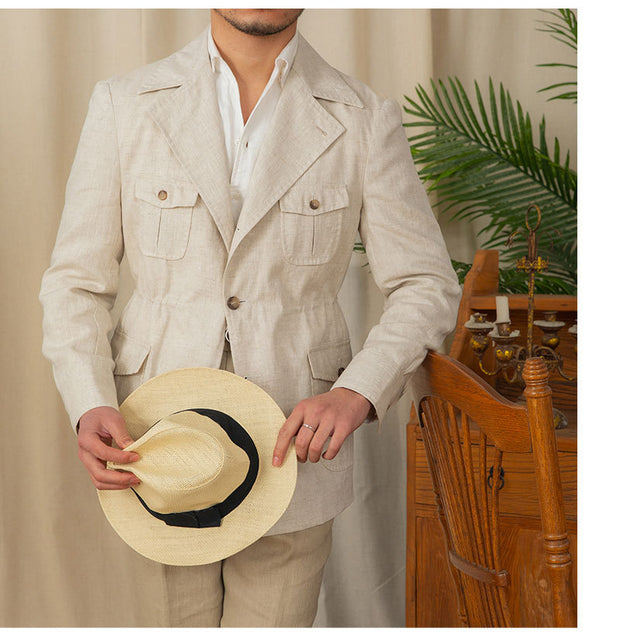 Tailored Retro Casual Linen Jacket