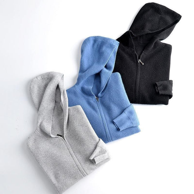 Casual  Zipper Hooded Sweater
