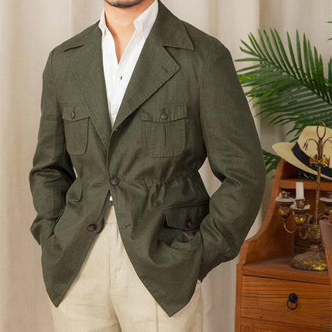 Tailored Retro Casual Linen Jacket