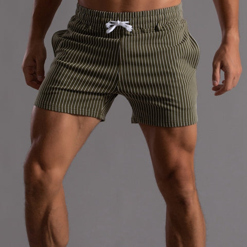 Vertical Stripe Cotton Fitness Running Short