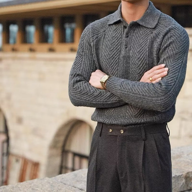 Knitted Lapel Sweater