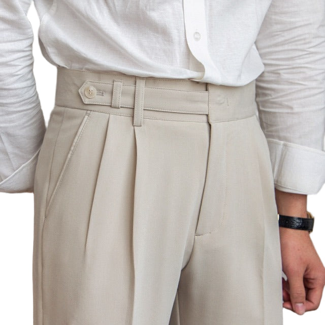 Mid-High Waist Straight Cropped British Pant