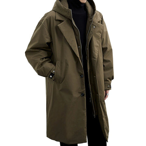 Layered Look Hooded Trench Coat