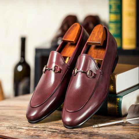 Casual Horsebit Leather Shoes Round Toe