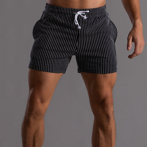 Vertical Stripe Cotton Fitness Running Short