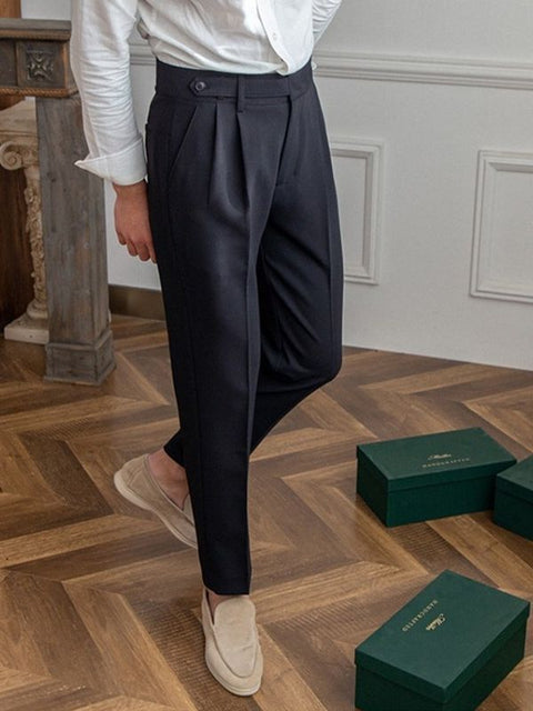 Mid-High Waist Straight Cropped British Pant