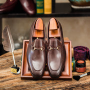 Casual Horsebit Leather Shoes Round Toe