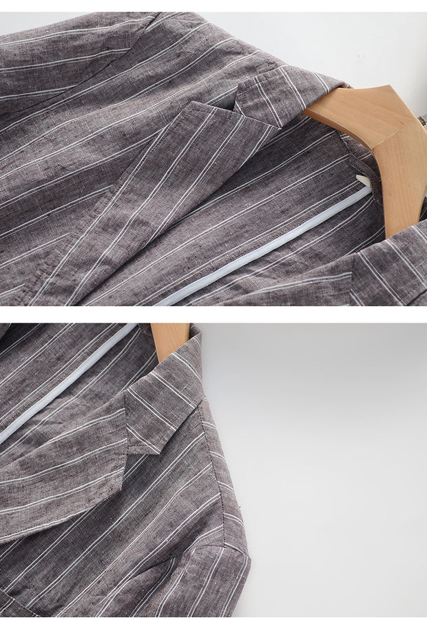 Casual Striped Linen Blazer