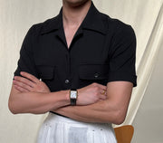 Cuban Collar Short Sleeve Shirt