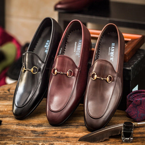 Casual Horsebit Leather Shoes Round Toe