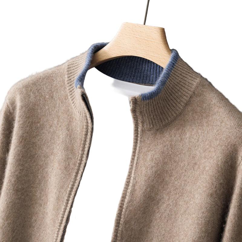 Color-Block Zipper Cardigan