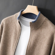 Color-Block Zipper Cardigan