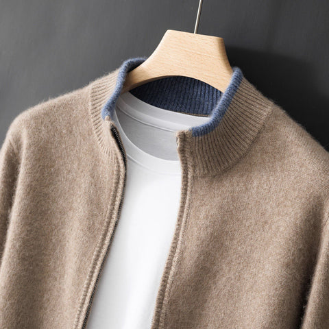 Color-Block Zipper Cardigan