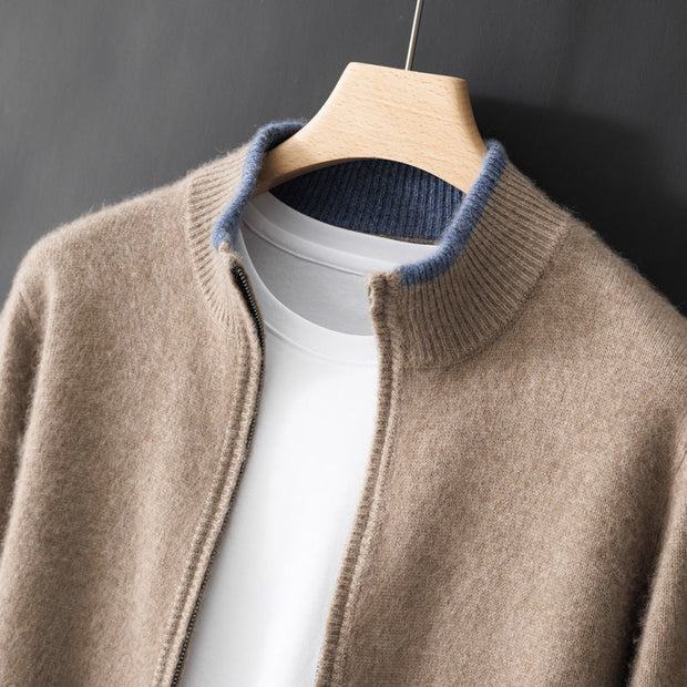 Color-Block Zipper Cardigan