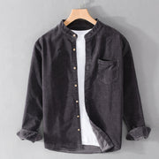 Stand Collar Retro Corduroy Long-sleeved Shirt