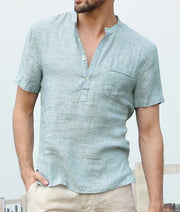 Casual Linen V-Neck Beach Shirt