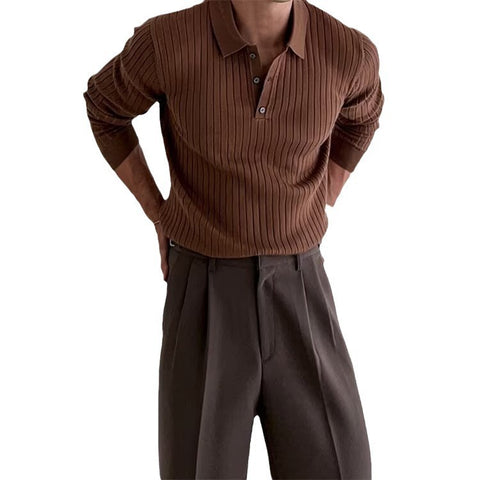 Striped Knit Polo Shirt