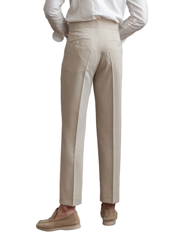Mid-High Waist Straight Cropped British Pant