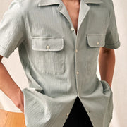 Cuban Collar Short Sleeve Shirt