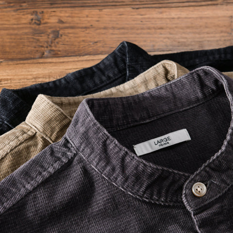 Stand Collar Retro Corduroy Long-sleeved Shirt