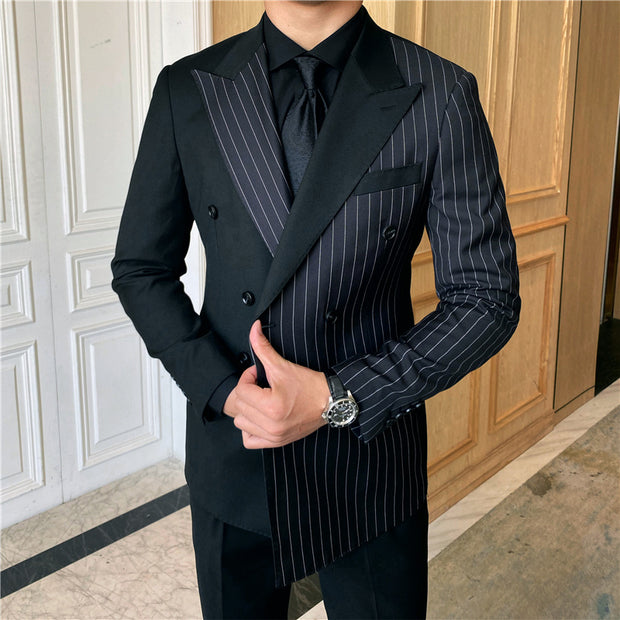 British Striped Double Breasted Blazer