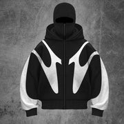 Geometric Pattern Zipper Hoodie