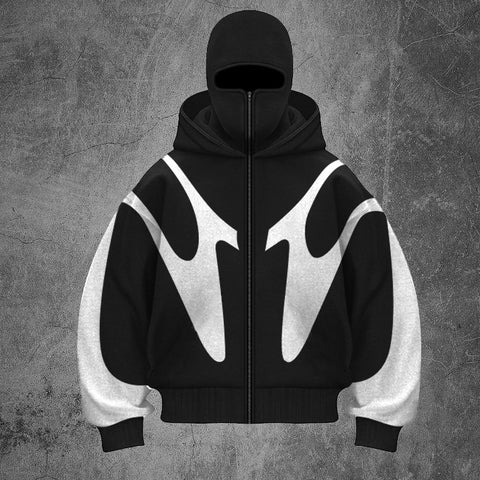 Geometric Pattern Zipper Hoodie