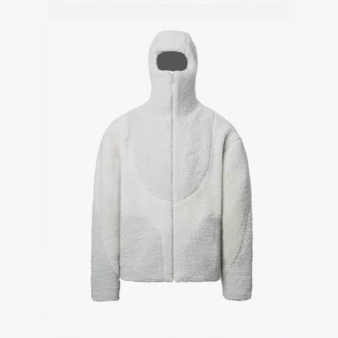Lamb Wool Hooded Zipper Jacket