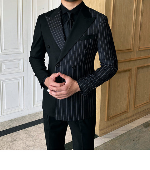 British Striped Double Breasted Blazer