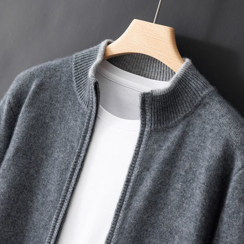 Color-Block Zipper Cardigan