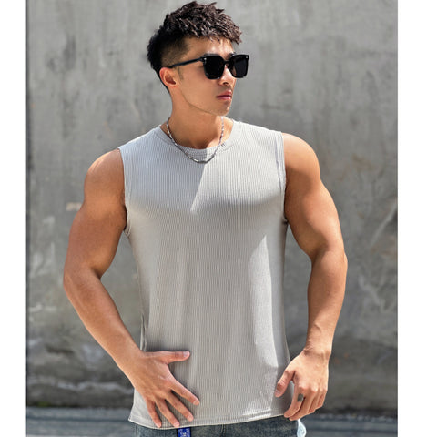 Men's Quick-Dry Striped Workout Vest – Sleeveless Summer Training Top
