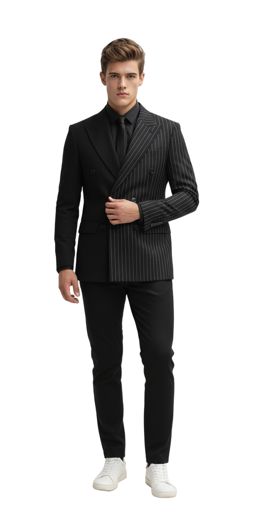 British Striped Double Breasted Blazer