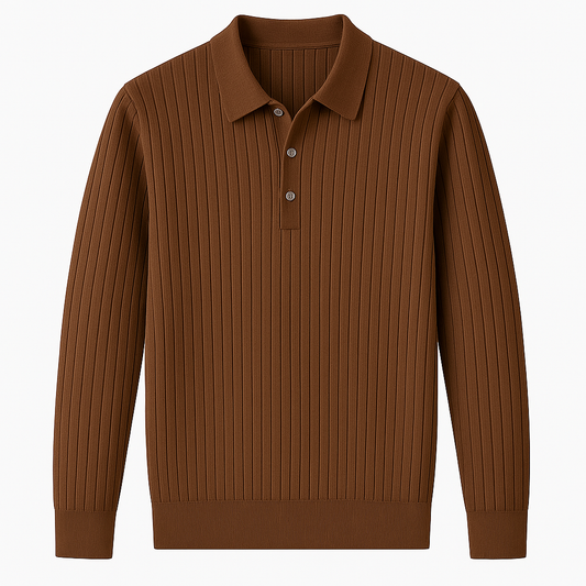 Striped Knit Polo Shirt