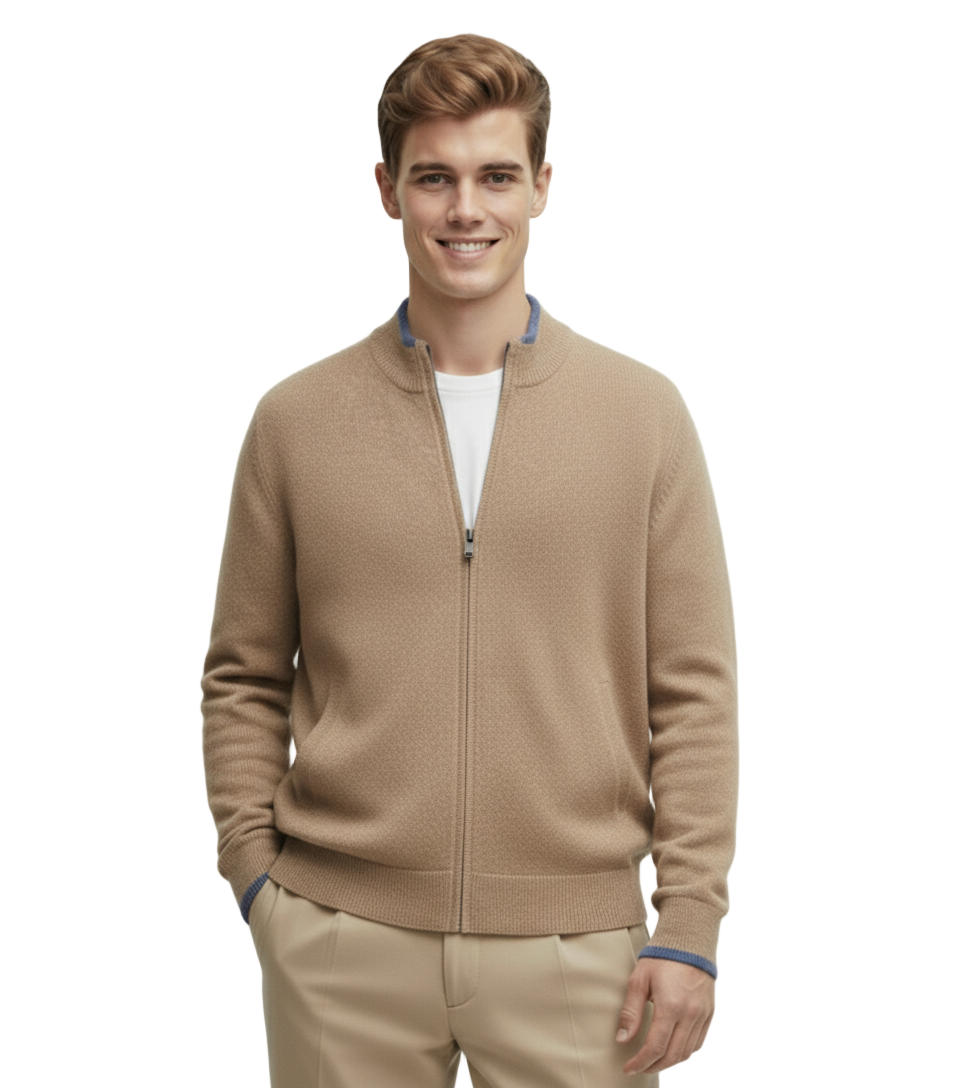 Color-Block Zipper Cardigan