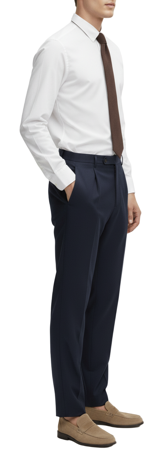 Mid-High Waist Straight Cropped British Pant