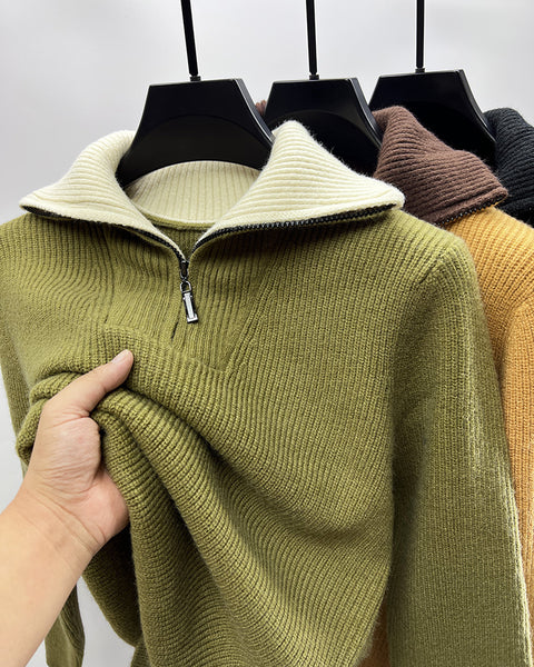 Lapel Design Winter Knitwear Pullover