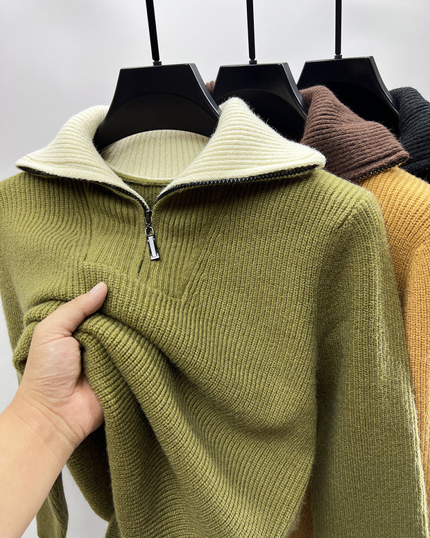 Lapel Design Winter Knitwear Pullover