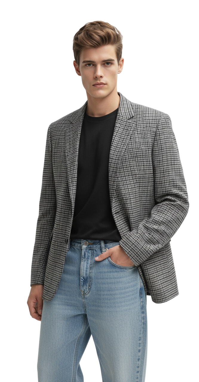 Plaid Loose-Fit Blazer Jacket