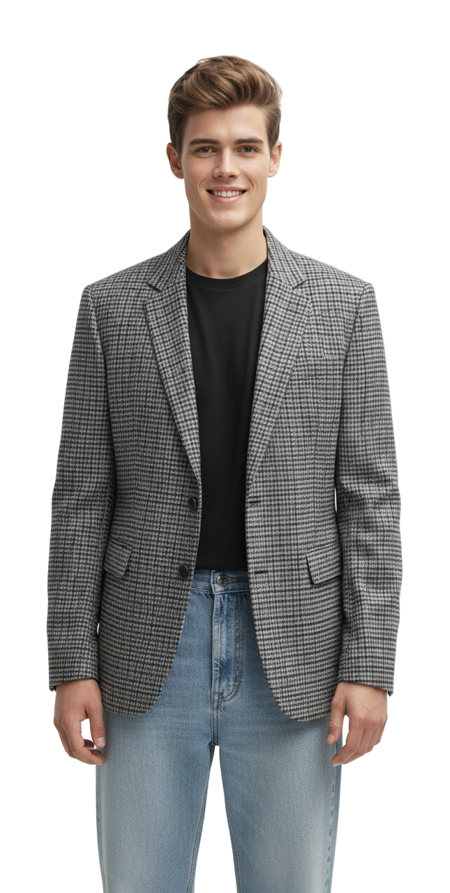 Plaid Loose-Fit Blazer Jacket