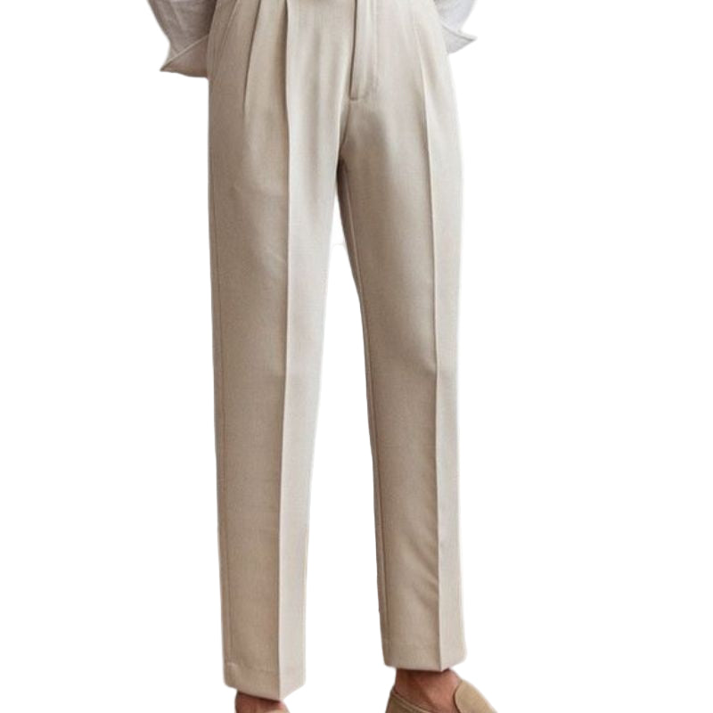 Mid-High Waist Straight Cropped British Pant