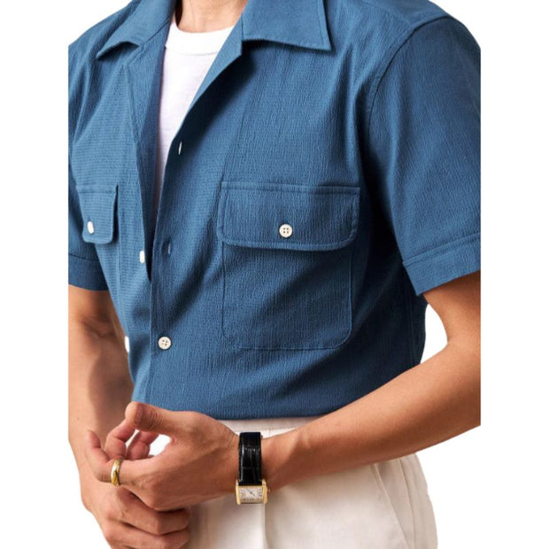 Cuban Collar Short Sleeve Shirt
