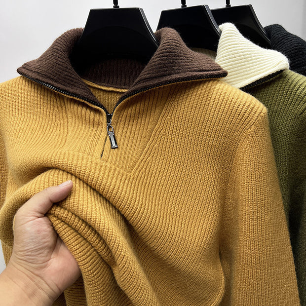 Lapel Design Winter Knitwear Pullover